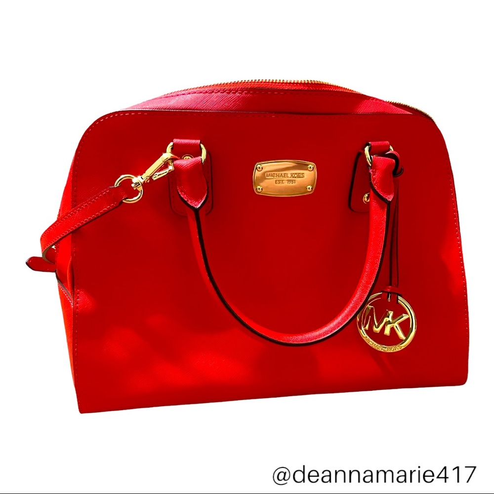 MICHAEL KORS Saffiano Large Satchel Bag Leather AUTHENTIC